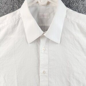 Brioni 16.5 Italy Made White Herringbone Point French Cuff Dress Shirt Cotton